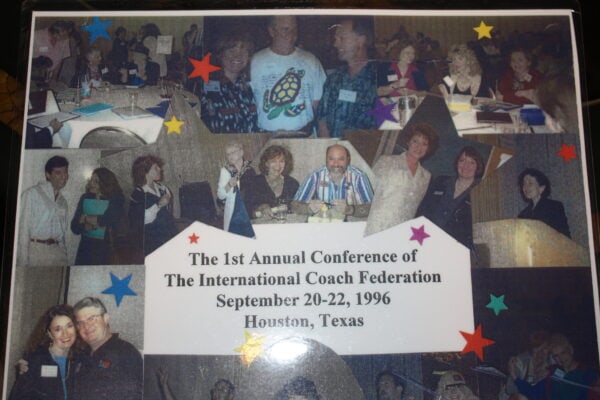 A collage of photos from ICF’s first annual conference, held in September 2006 in Houston, Texas, USA, showcasing moments of learning, networking, and community.