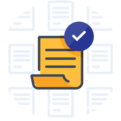 An icon with a letter and a checkmark used to reflect the 1st step in becoming a coach.